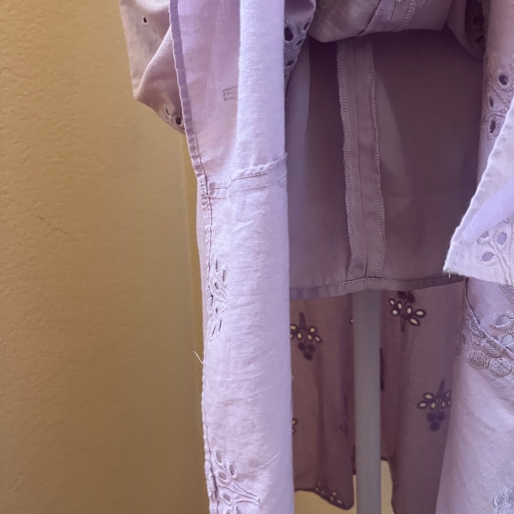 WAYF Novara Bustier Eyelet Asymmetrical Summer Midi Dress - Lavender - Picture 7 of 8